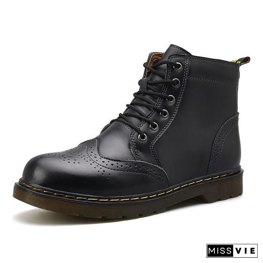 Leather Men Boots Winter Waterproof Ankle Boots Riding Boots Outdoor Working Snow Boots Men Shoes