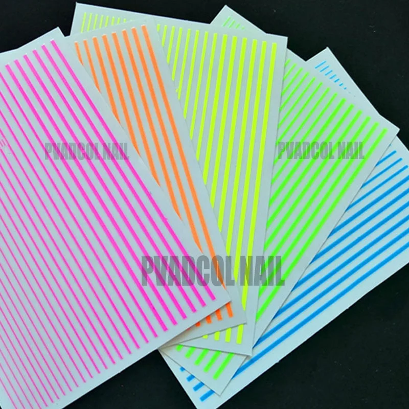 3D Nail Art Stickers Neon Curve Stripe Lines Tips Decals Self Adhesive Striping Transfer Tape Nail Foil DIY Manicure Accessories-Nail Inspo