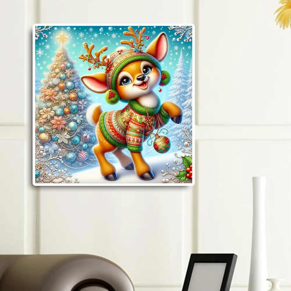 Diamond Painting - Full Round Drill - Xmas Deer(Canvas|30*30cm)