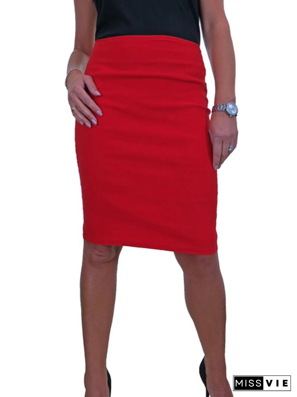 Womens Stretch Smart Casual Bodycon Pencil Skirt Ladies Above Knee Special Occasion Slim