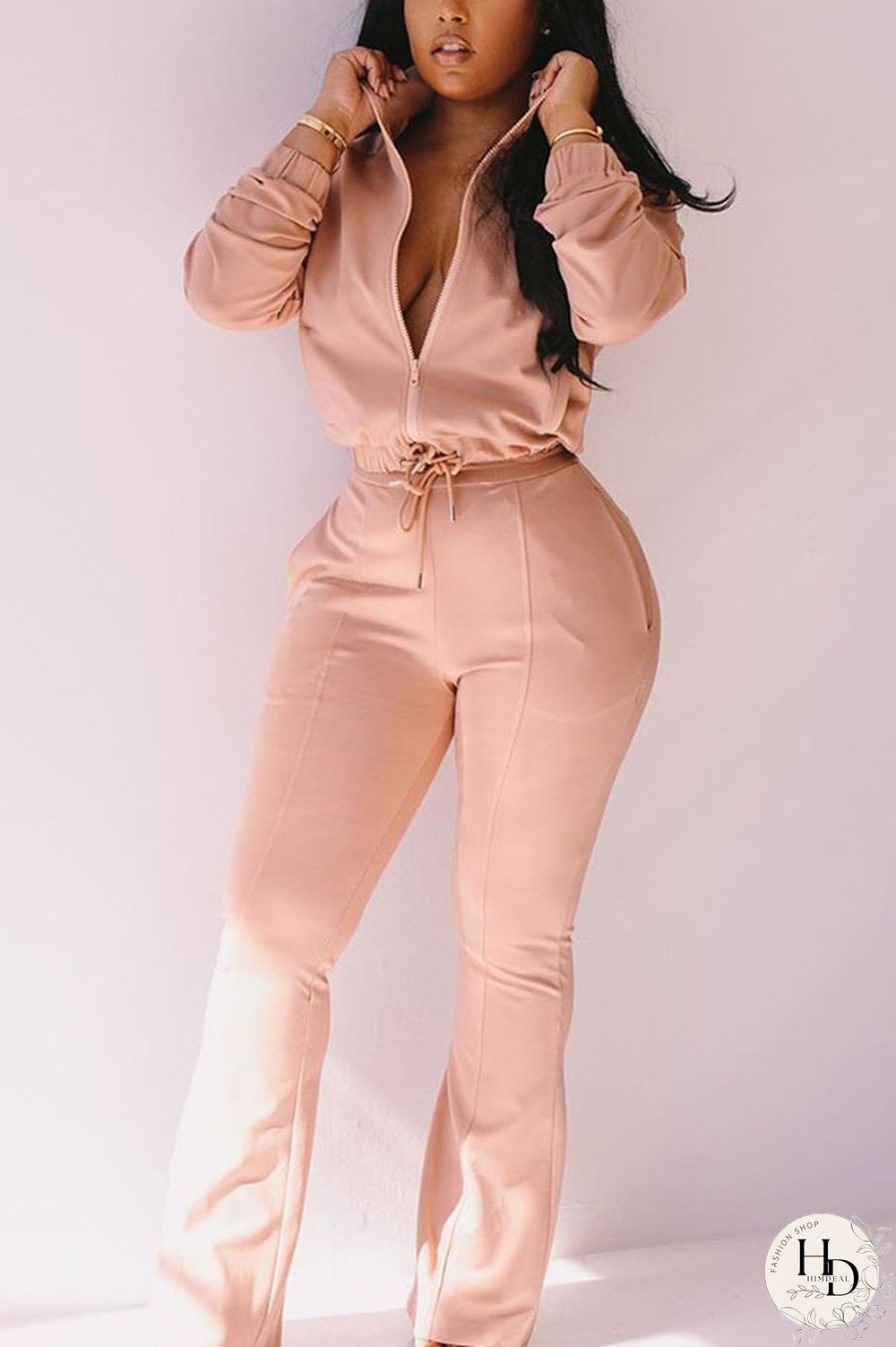 Black Active Casual Patchwork Solid Zippered Boot Cut Long Sleeve Two Pieces