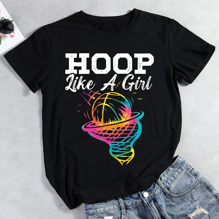 Basketball Girl Hoop Junkie Sport Lover Basketball T-shirt-011363-Annaletters