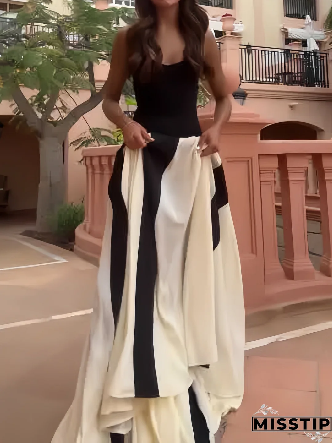 Summer Fashion Contrast Color Patchwork Strap Dress