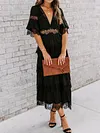 Gauze Split-Joint Short Sleeves Midi Dress