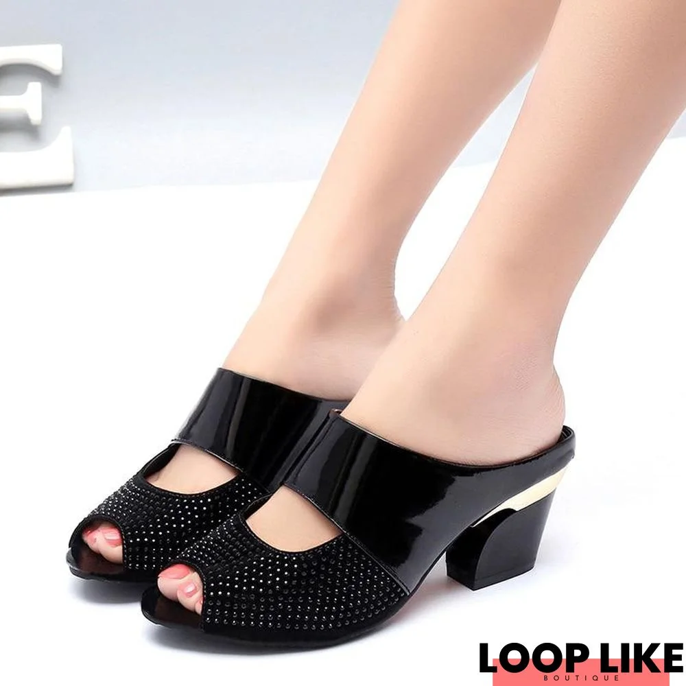Woman Flip Flops Middle Heel Summer Party Date Sandals