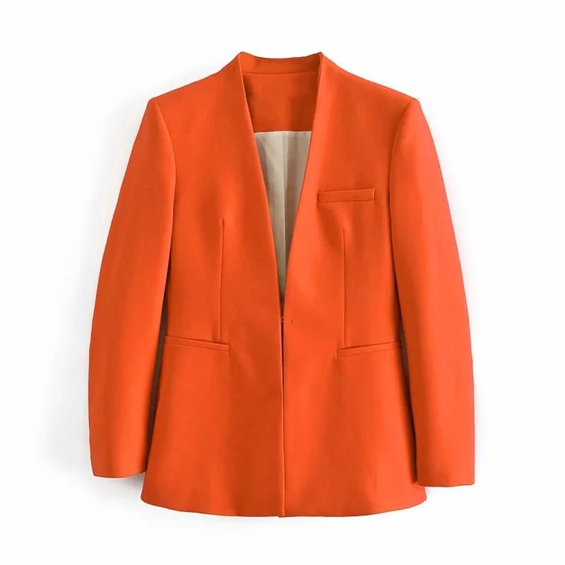 Za Women's Blazers Office Ladies Jackets Elegant Coats Female Long Sleeves Tops Femme Streetwear Pockets Skinny Mujer Outerwear