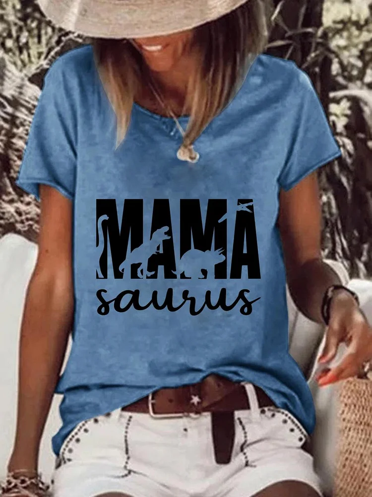 Mama saurus Raw Hem Tee-0025963