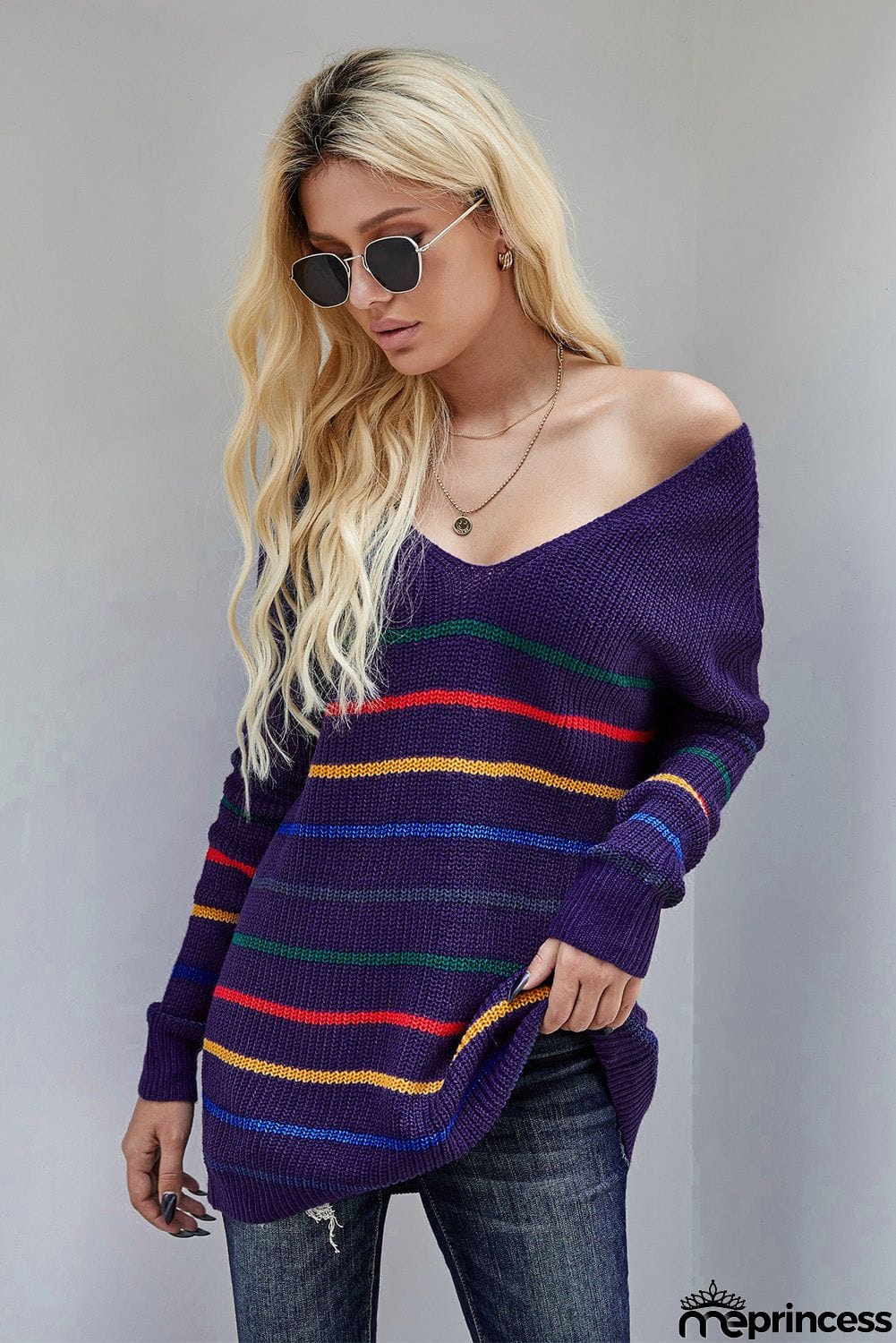 Multicolor Striped Knit Sweater