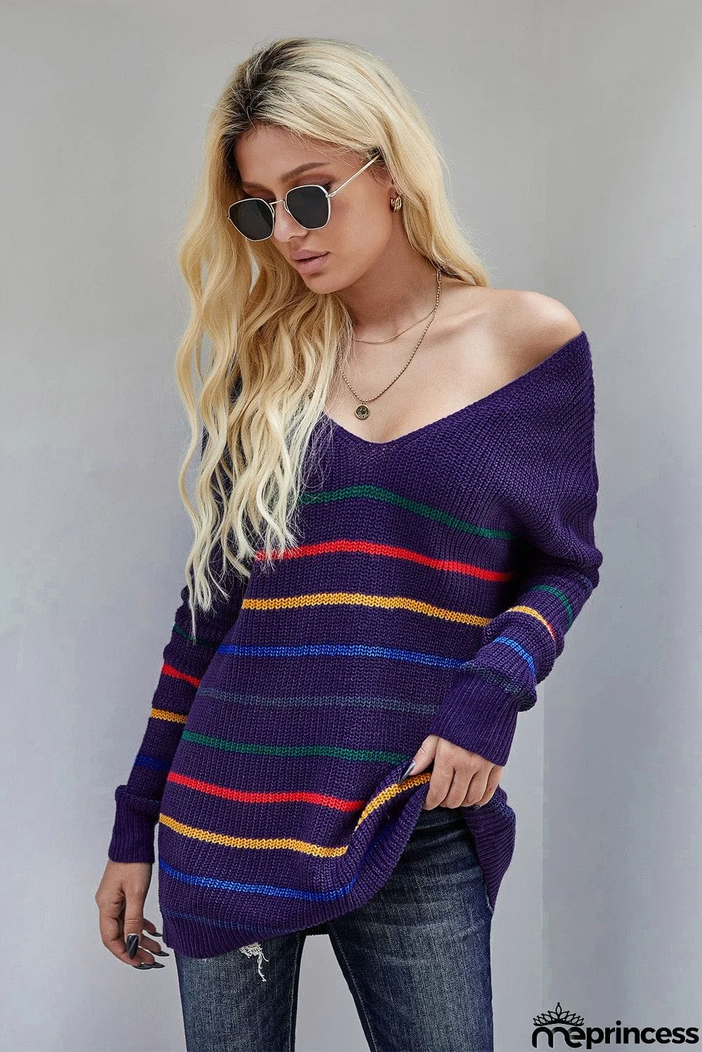 Multicolor Striped Knit Sweater