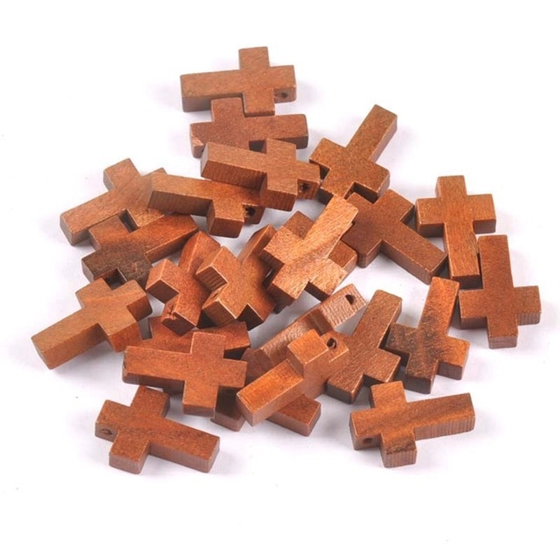5 Pieces Wooden Perforated Cross Beaded Bracelet Necklace Accessories 50/Pack For Designed