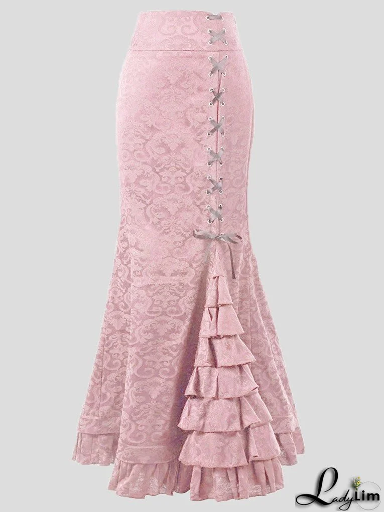 Women's Skirts Tie-Up Ruffled Fishtail Wrap-Hip Skirt