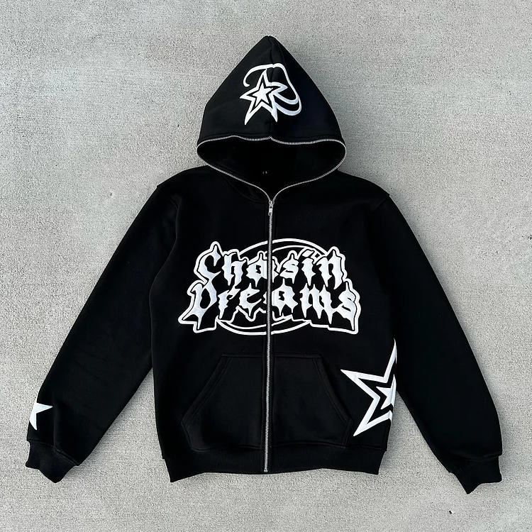 Lucky Star Puff Print full zip hoodie