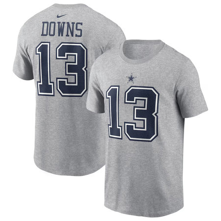 Men's Dallas Cowboys #13 Caleb Downs Nike Heather Gray Name & Number T-Shirt