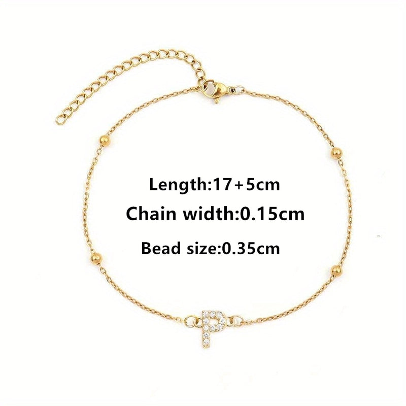 Elegant Minimalist Letter 201 Stainless Steel 304 Stainless Steel Zircon Bracelets In Bulk
