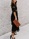 Gauze Split-Joint Short Sleeves Midi Dress