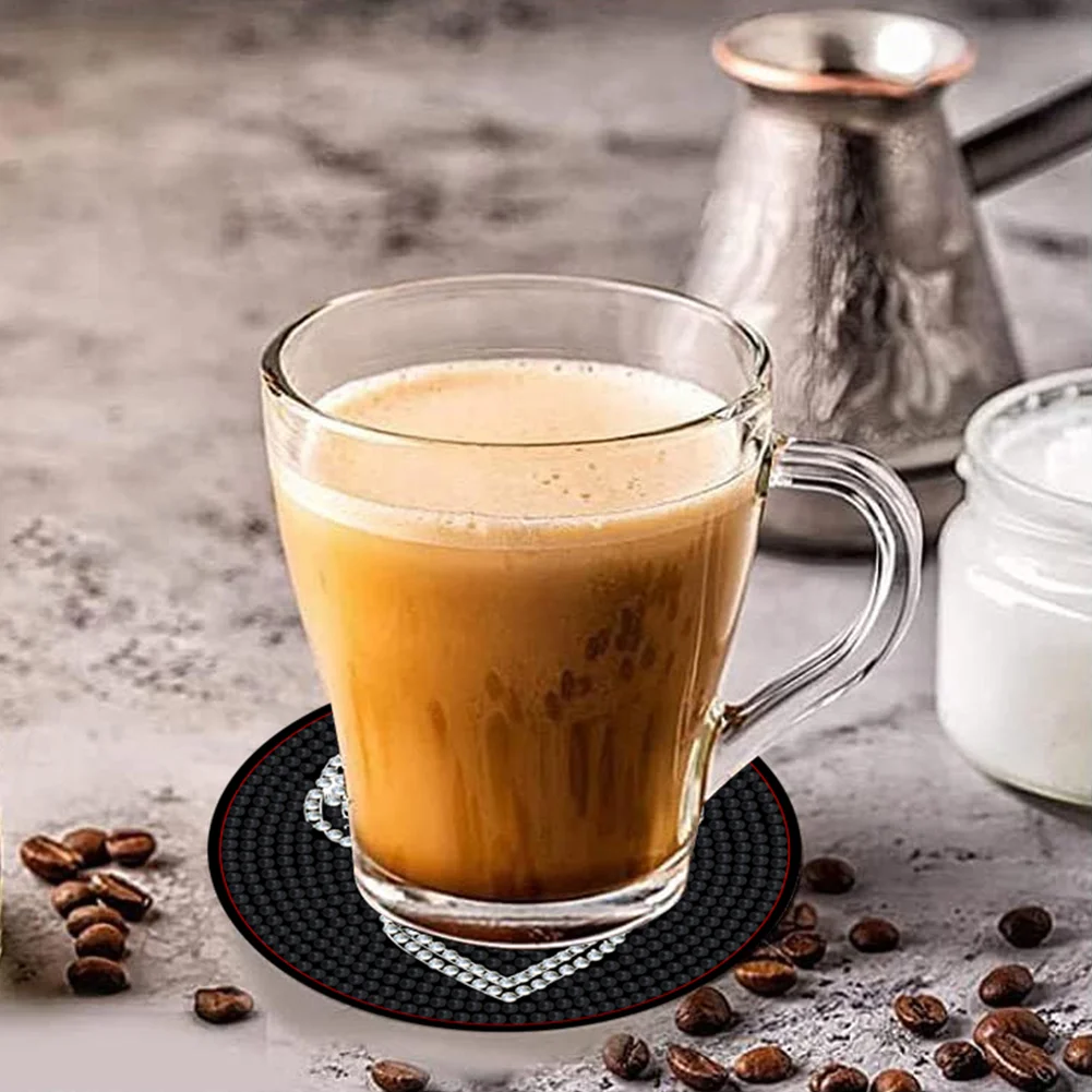 8pcs DIY Skull Acrylic Diamond Painting Coasters Kits with Holder for Beginner