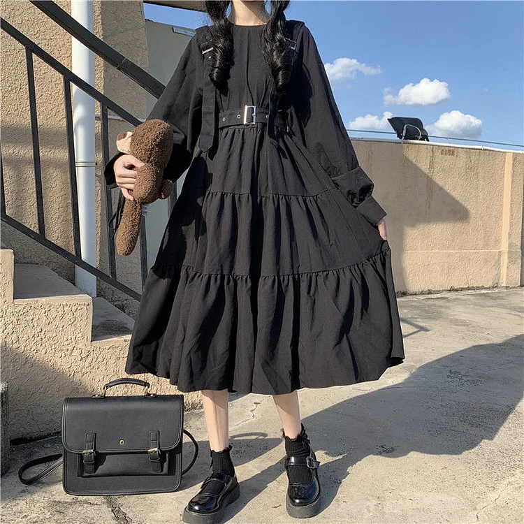 Gothic Lolita Buckle Belt Dress - Gotamochi Kawaii Shop, Kawaii Clothes