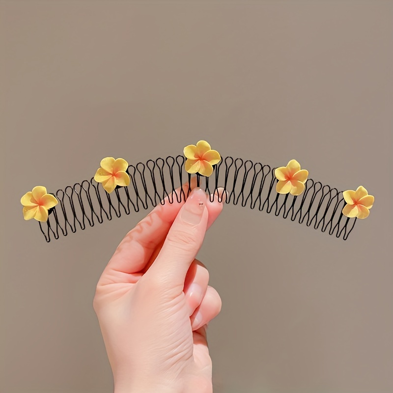 1pc Sweet Camellia Hair Comb, Alloy Alloy, Cute & Sweet Style, Single Bar, Floral Print, Hair Sorting Accessory for Back of Head