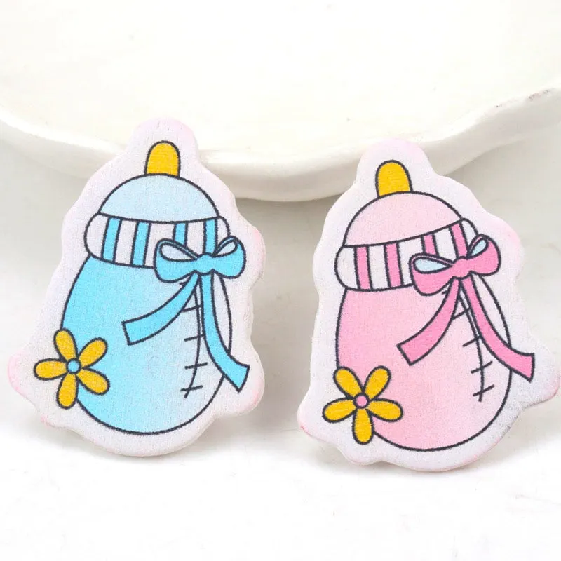 Blue/Pink Baby Series Pattern Scrapbooking Craft DIY Wood For Handmade Sewing Home Kids Birthdays Party Decorations 20pcs 35mm