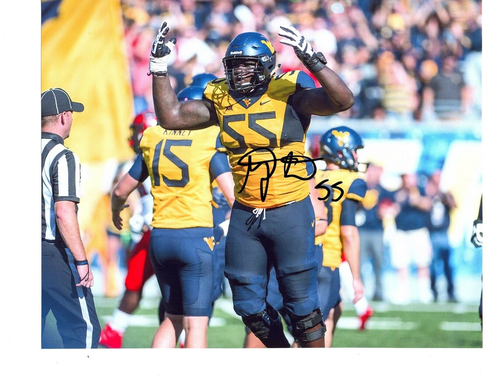 Yodny Cajuste West Virginia Mountaineers signed autographed 8x10 football Photo Poster painting^