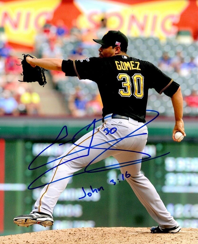 Signed 8x10 JEANMAR GOMEZ PITTSBURGH PIRATES Photo Poster painting- COA