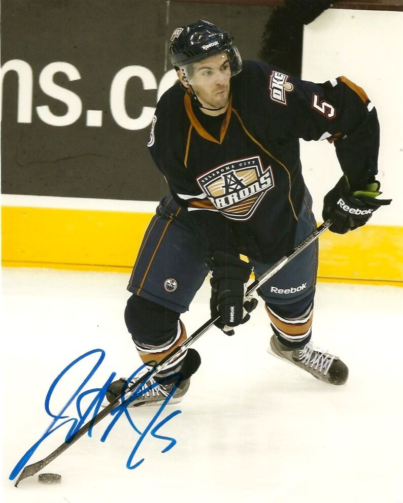 Edmonton Oilers OKC Barons Justin Schultz Signed Autographed 8x10 Photo Poster painting COA Blue