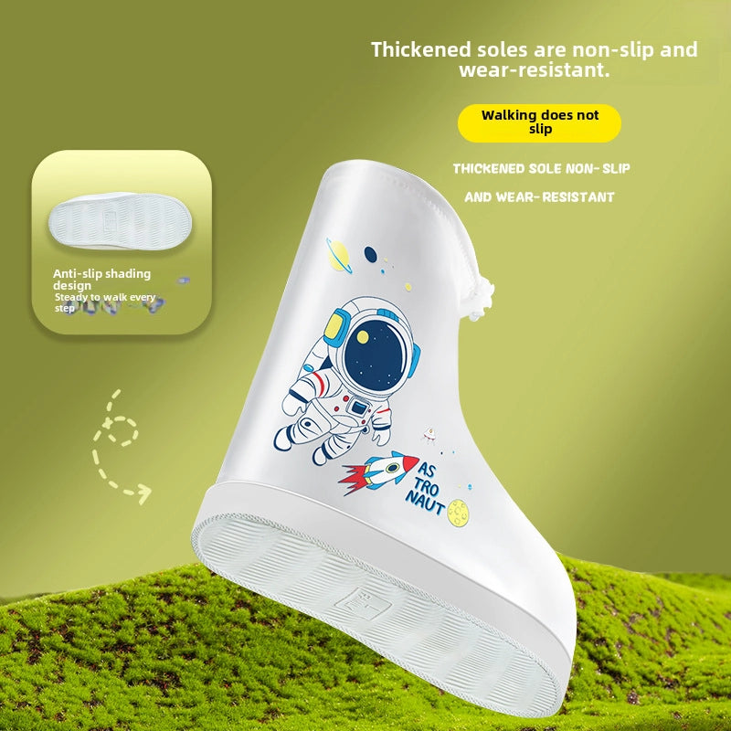 Children's Rain Shoes Outer Wear Waterproof Non-Slip Boys' And Girls' Rain Shoes Foot Cover Primary School Students' Thickened Wear-Resistant Rain Shoes