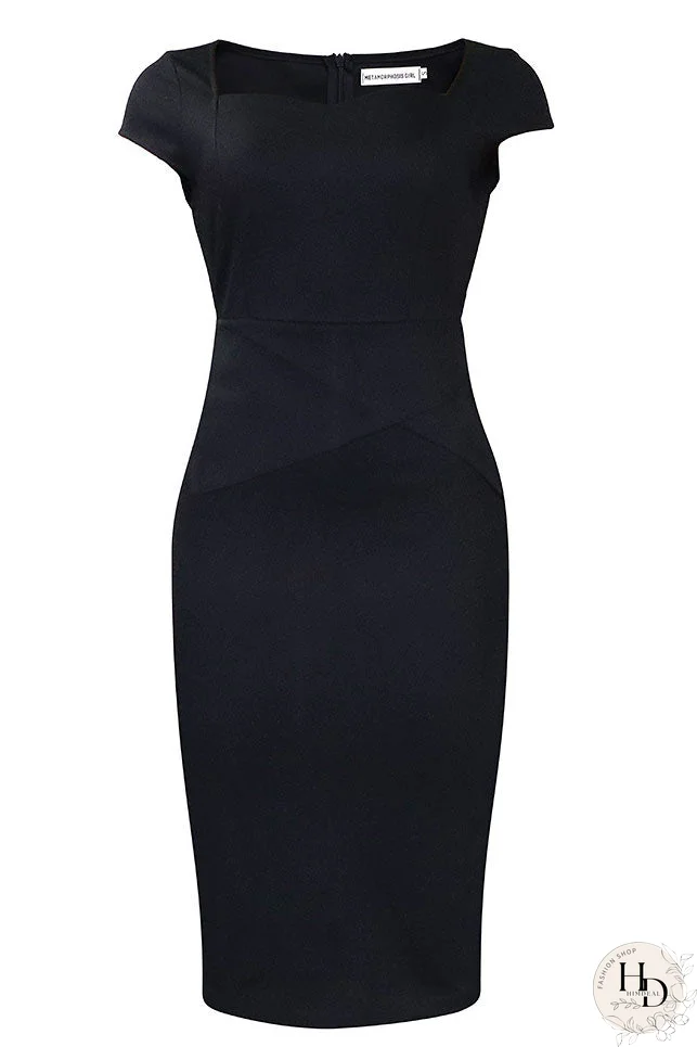 Vestido midi con mangas casquillo rosa hasta la rodilla