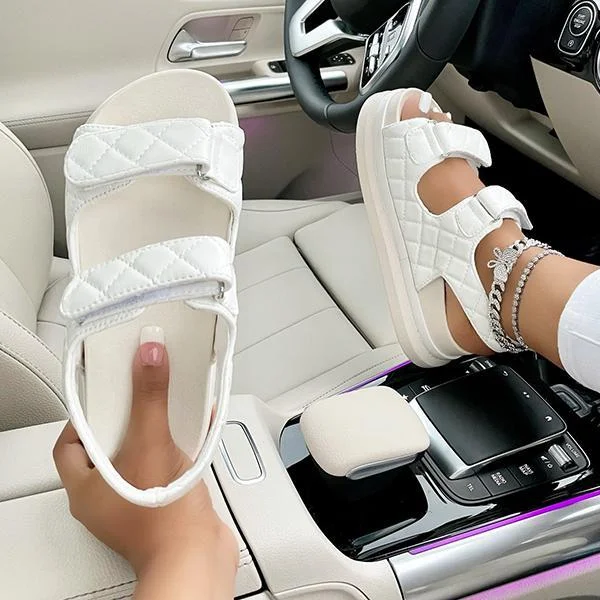 Fashion Diamond Pattern Velcro Sandals