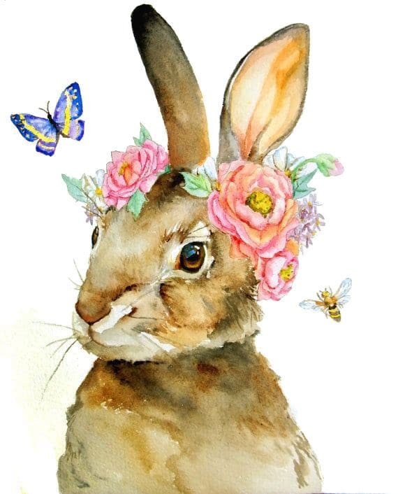 

Bunny With Flowers Around Ears – Paint By Numbers - 40*50CM, 501 Original