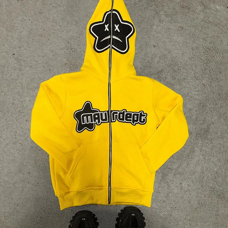 Retro Y2k Star Letter Printing Loose Hoodie Hip Hop Gothic Hoodie Streetwear at Hiphopee