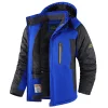 Men's Winter Waterproof Ski Jacket Softshell Fleece Snowboarding Jackets Fishing Hiking Coat With Detachable Hood