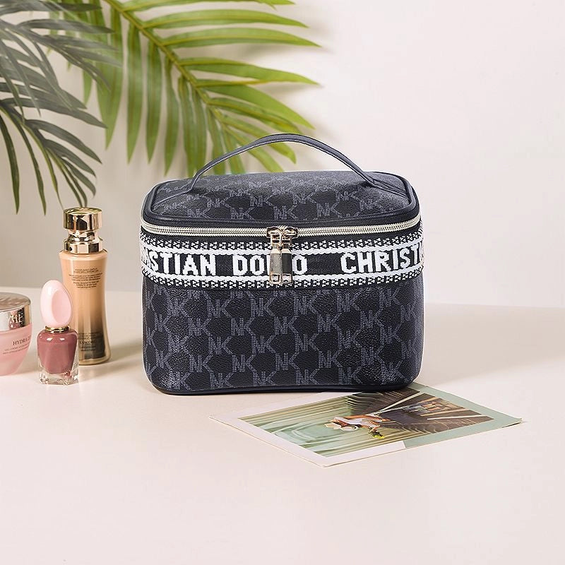 Vintage Style Letter Pu Leather Square Makeup Bags
