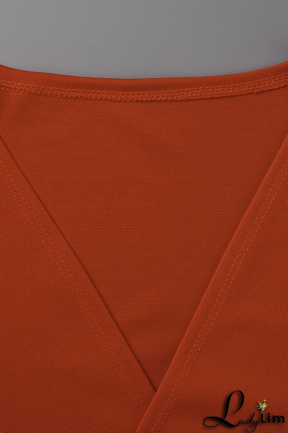 Tangerine Casual Solid Patchwork V Neck Long Sleeve Two Pieces