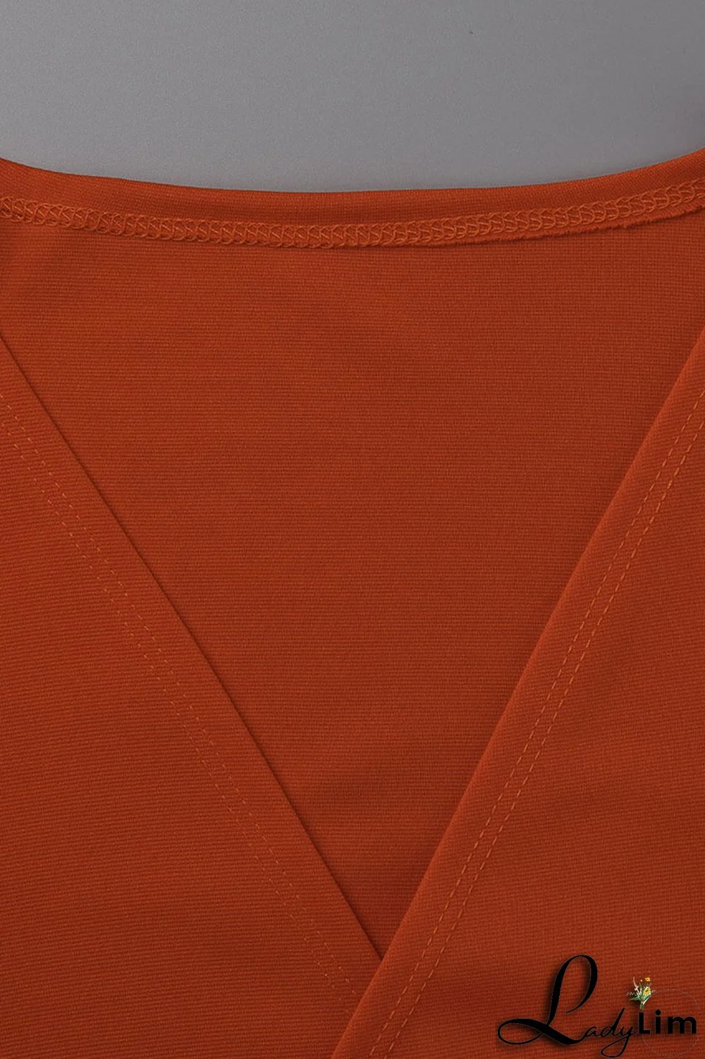 Tangerine Casual Solid Patchwork V Neck Long Sleeve Two Pieces