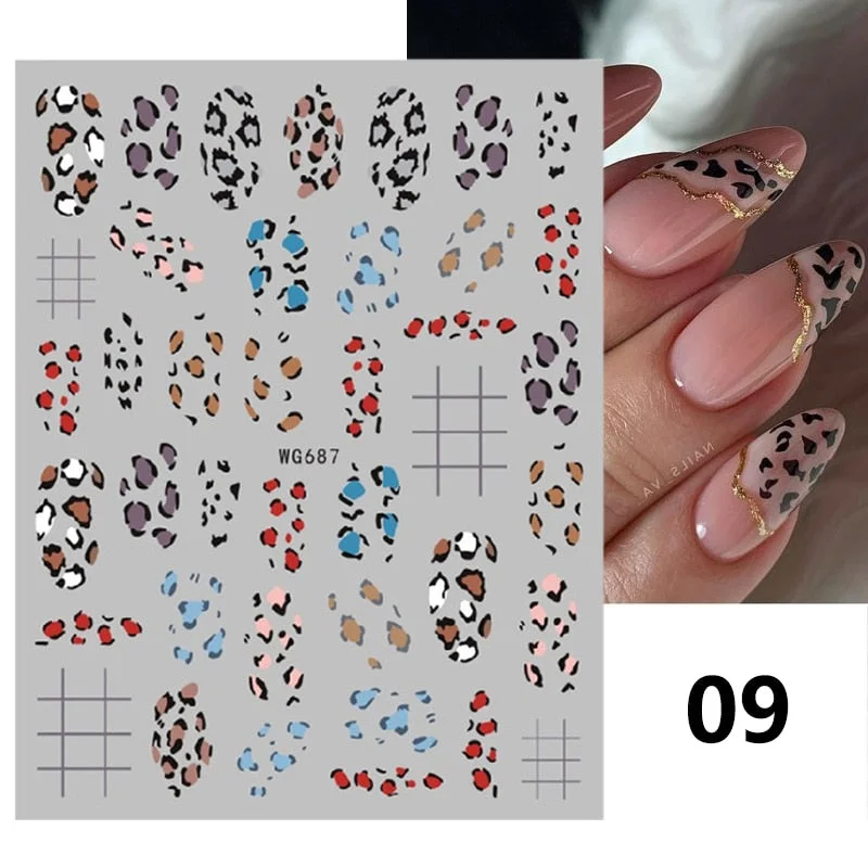Black 3D Leopard Nail Stickers White Milk Cow Nail Design Snake Prints Sliders Animal Skins Foils Zebra Pattern Manicures Decor-Nail Inspo