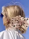 Gauze Polka Dot Ponytail Holder Headwear