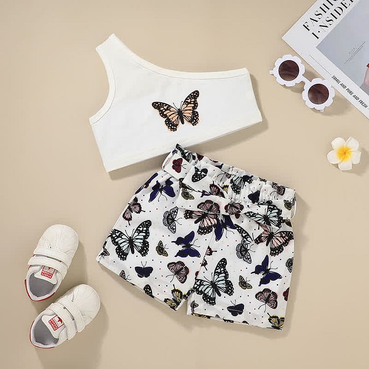 Toddler Girl Butterfly Camisole and Shorts Set