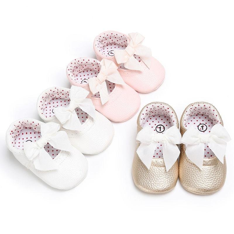Toddler Infant Newborn Baby Girls Bowknot Infant Slip-on Crib Shoes Princess Shoes 0-18 Months Shoes Baby