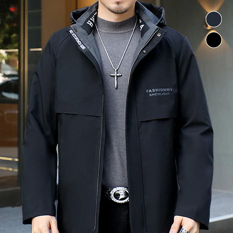 🔥Herren Wintermantel mit Kapuze und warmem Kunstpelz-Futter