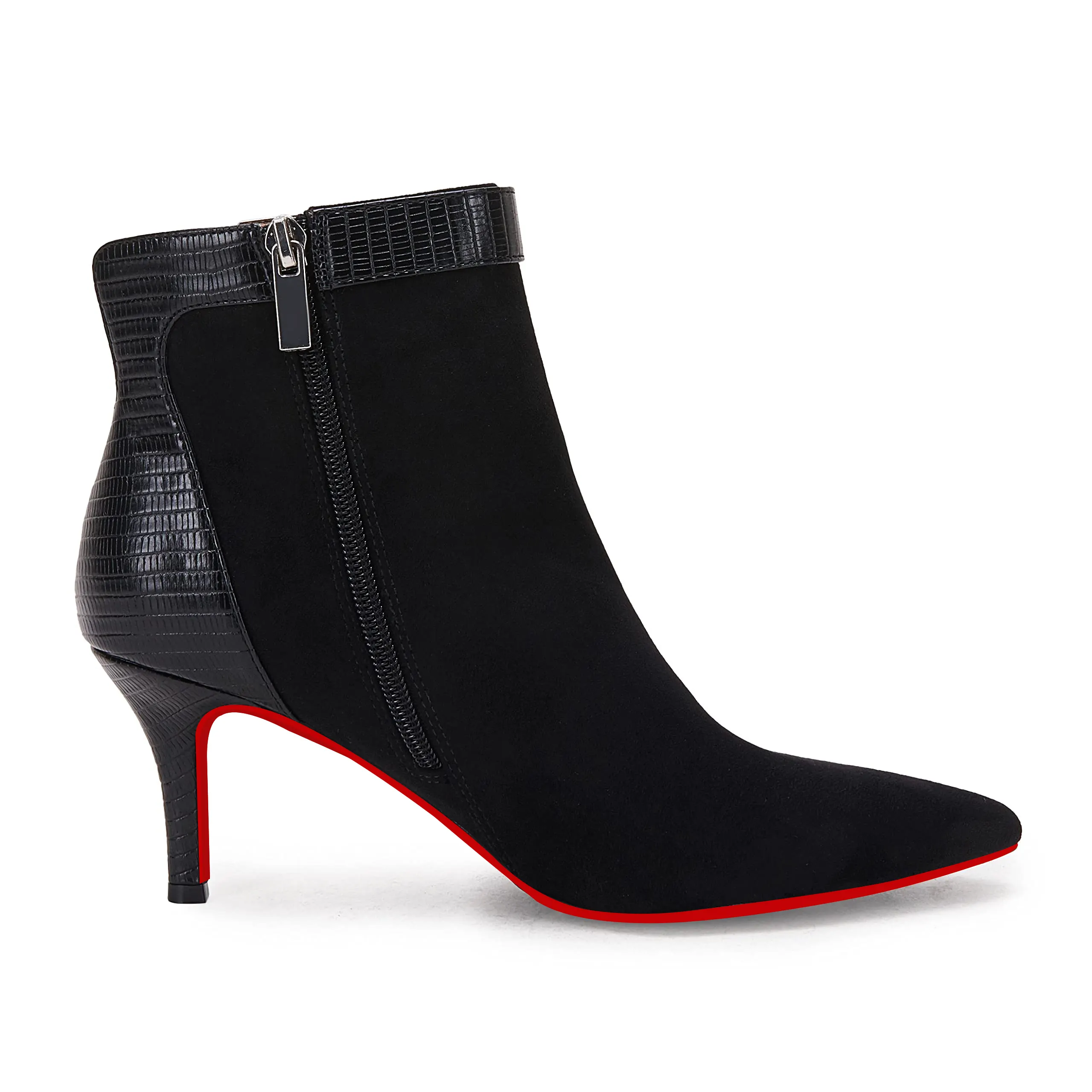 60mm Women's Pointed Toe Ankle Booties Stiletto Kitten Heel Side Zipper Ankle Buckle Strap Winter-vocosishoes