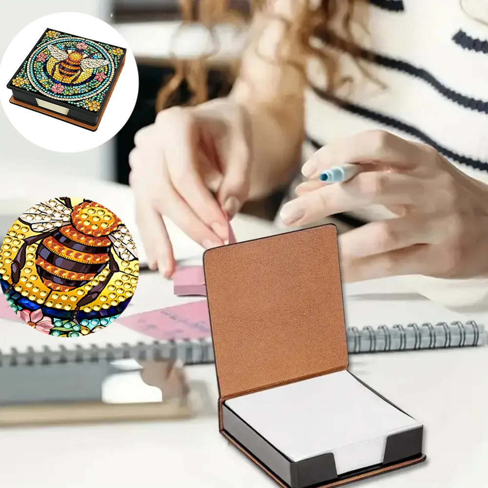 Bee PU Diamond Painting Memo Pad Holder Mosaic Kit for Adults Beginners