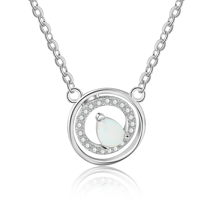 Round Opal Pendant Necklace for Women