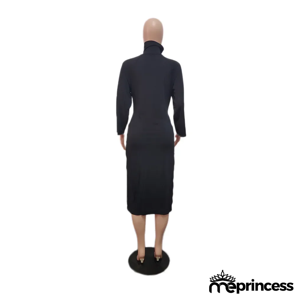 Print Ethnic Pullover Chic Career Half Ribbed Mid-Rise Lace-Up Dress