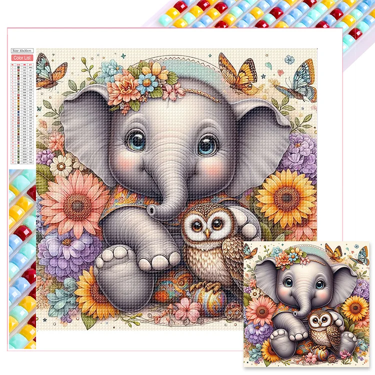 Elephant 40*40CM (Canvas) Full Square Drill Diamond Painting gbfke