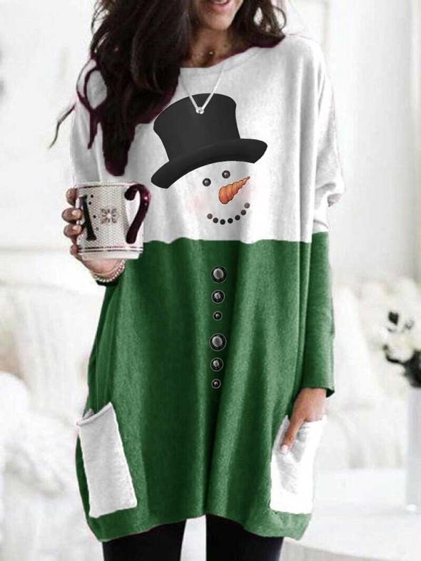 Christmas color blocking T-shirt dress