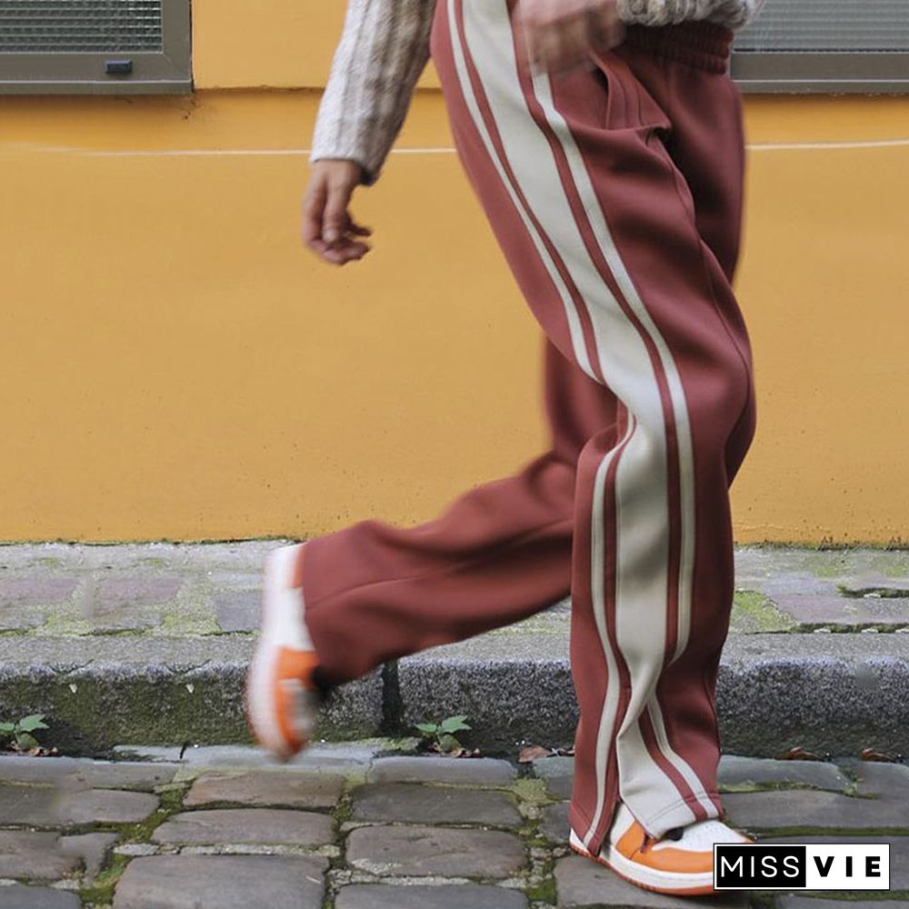 Unisex Street Trim Wide-Leg Pants