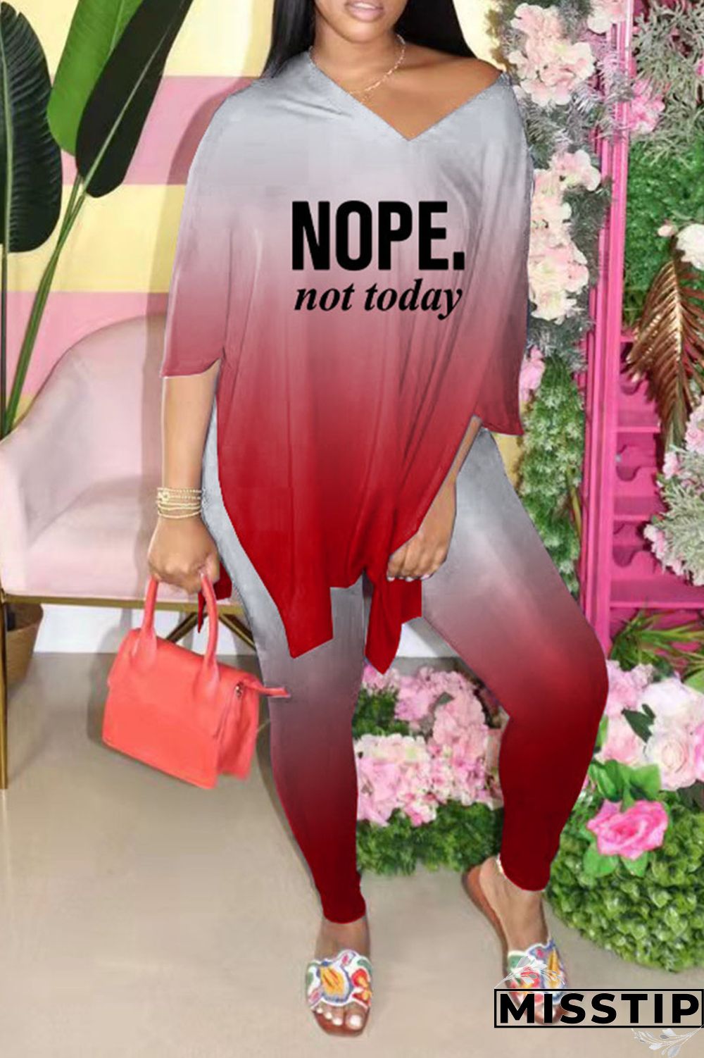 Black Casual Print Patchwork V Neck Short Sleeve Two Pieces