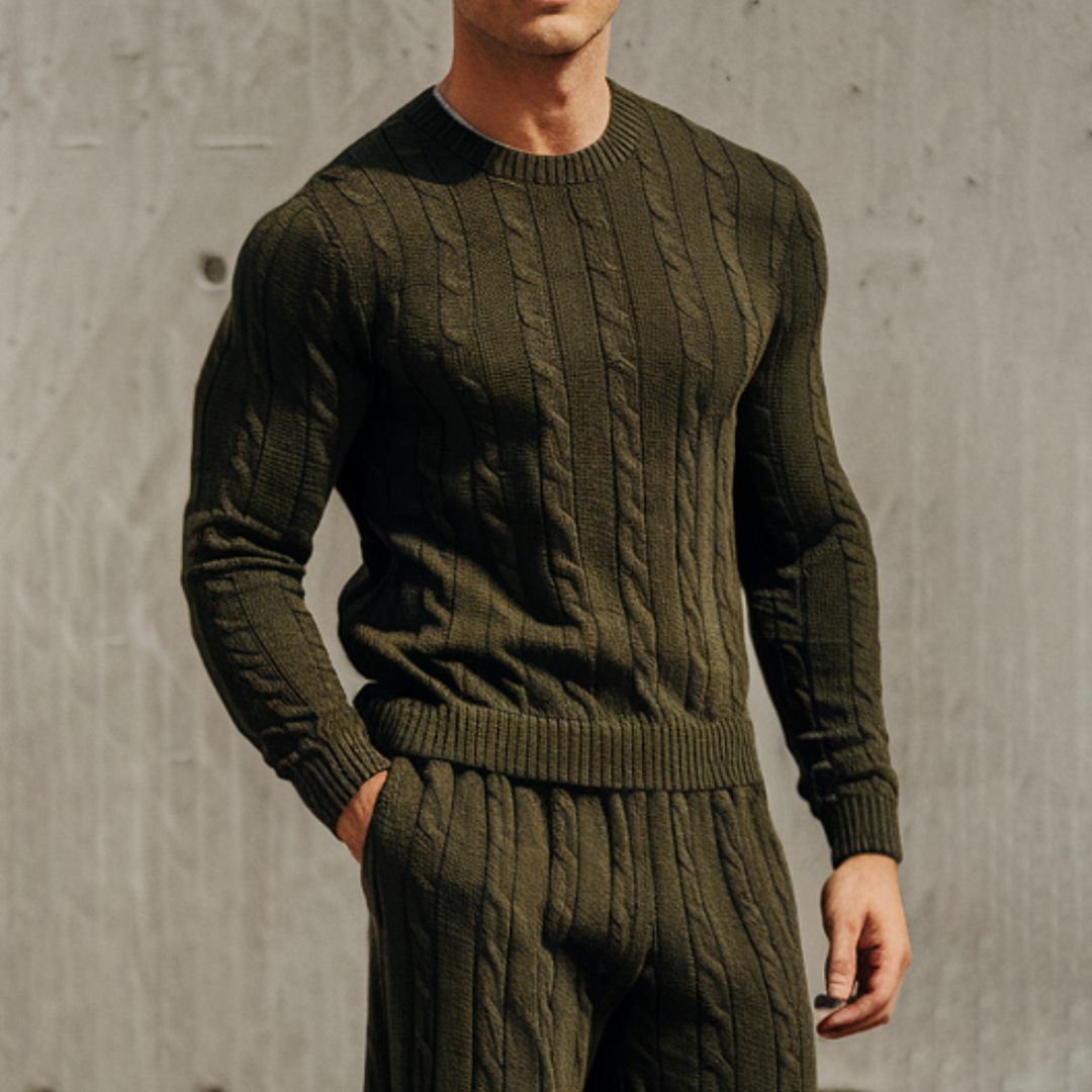 Men's Round Neck Basic Knitted Suit-inspireuse