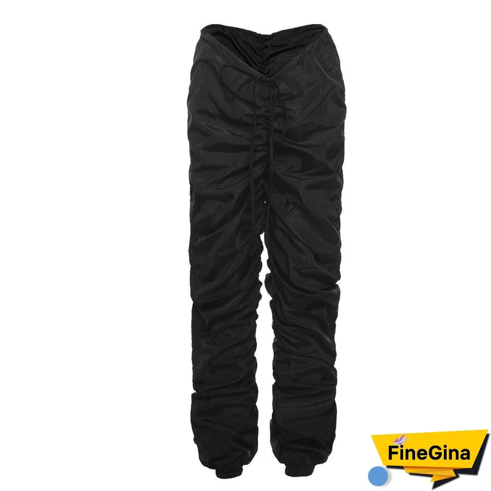 Stacked Mid Waist Harem Pants Women Hipster Casual Lace Up Hip Hop Jogger Fitness Trousers Autumn Street Sweatpants